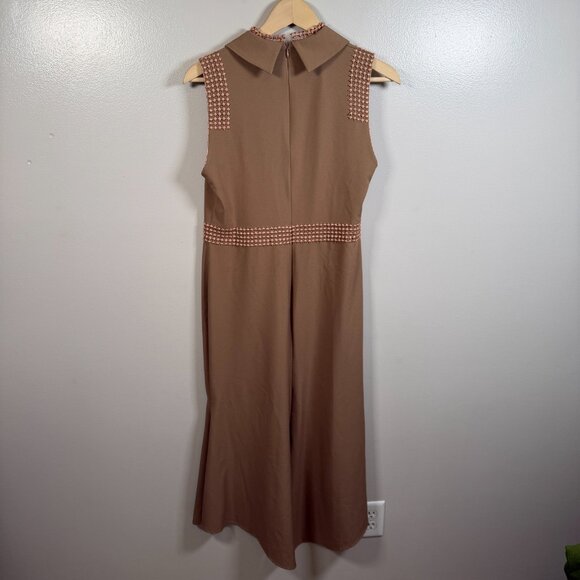 Tiziano Zorzan Shirt Dress Size IT 46 US 10 Brown Midi Classic Sleeveless Collar - Picture 2 of 12